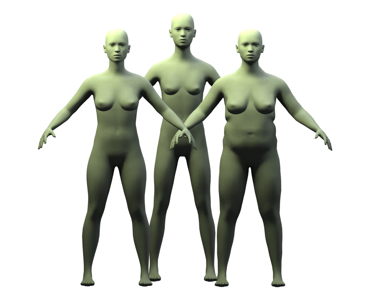 Three 3D female body shapes